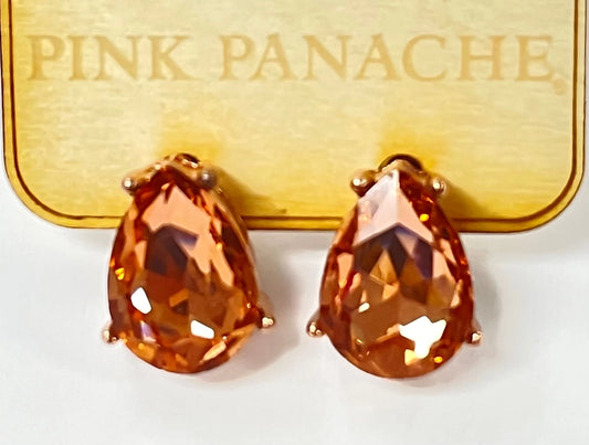 Pink Panache Gold/Rose Pink Teardrop Post Earrings