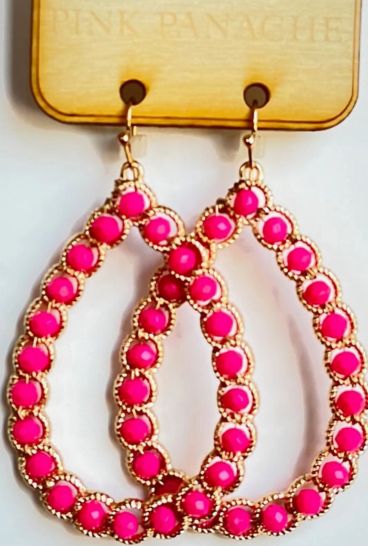 Pink Panache Pink/Gold Teardrop Earrings